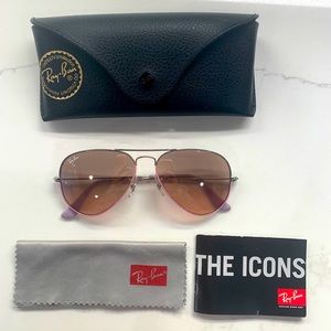 Ray Ban aviators, brown lens with pink framing
